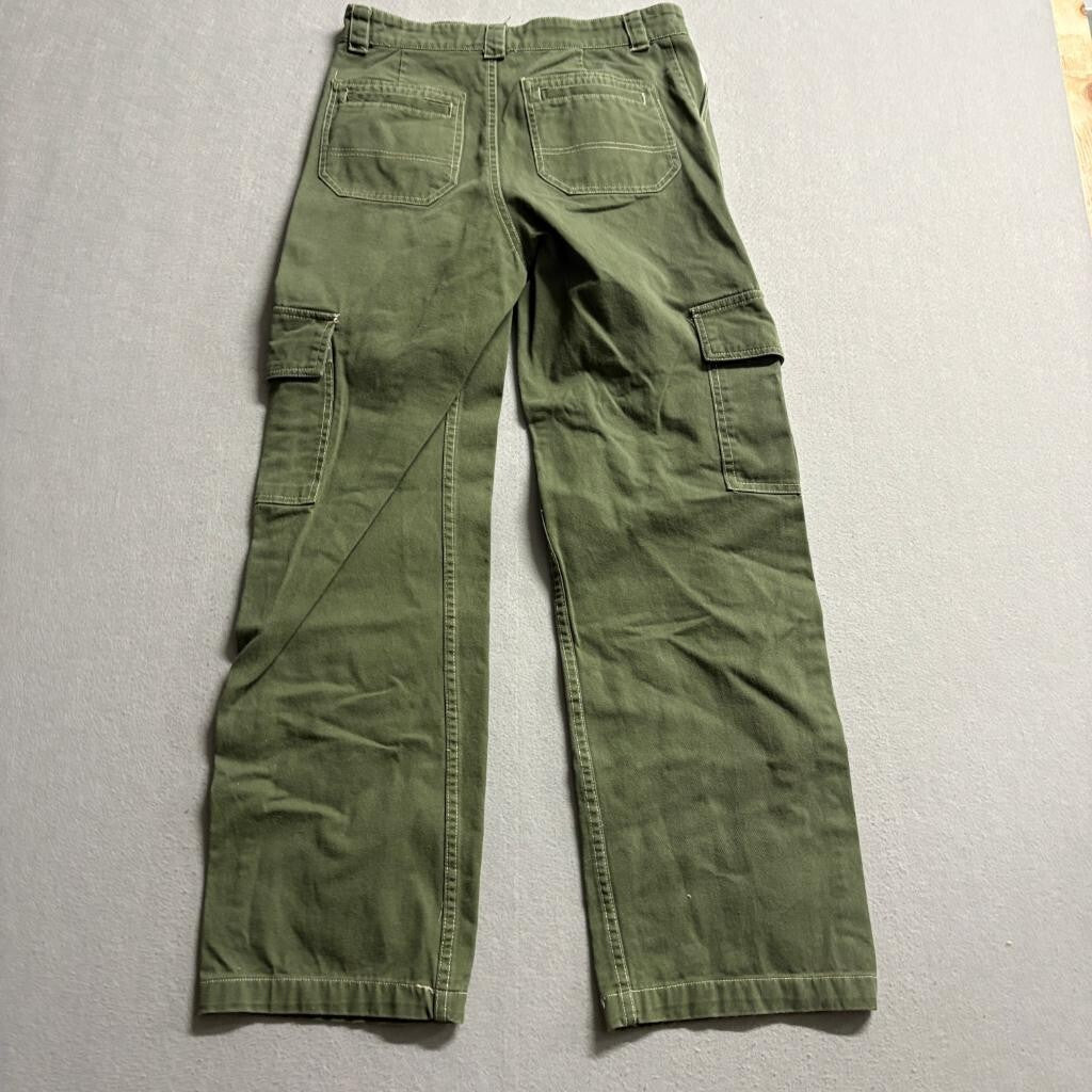 Full Tilt Cargo Pants Womens Small Green Cotton Wide Leg Utility Pockets