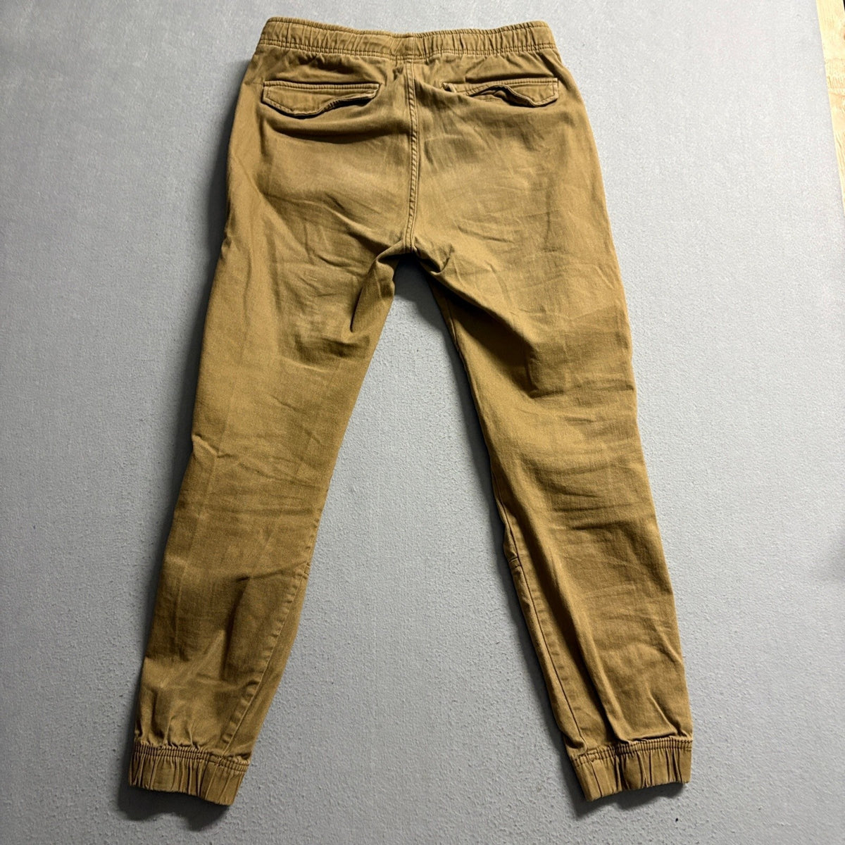 Iron Co Mens Jogger Pants Small Brown Stretch Twill Elastic Waist Cuffed Chino