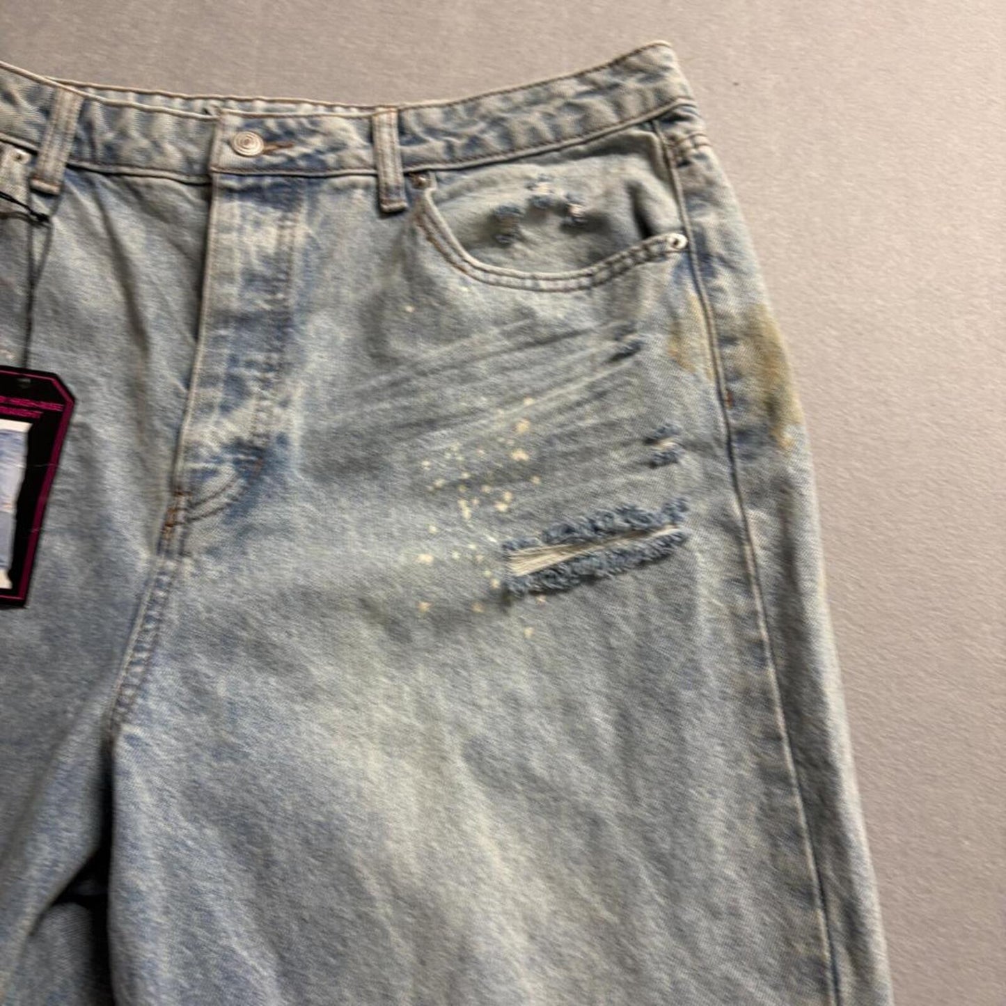 No Boundaries Super High Rise Straight Jeans Womens 17 Light Wash Distressed