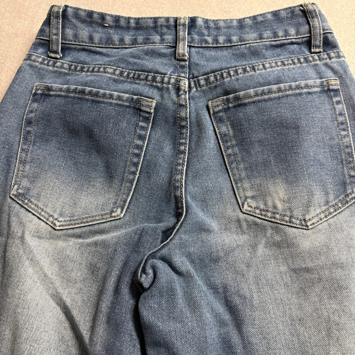 TRTR Wide Leg Jeans Womens Size 0 Blue Denim High Rise Distressed Hem Y2K