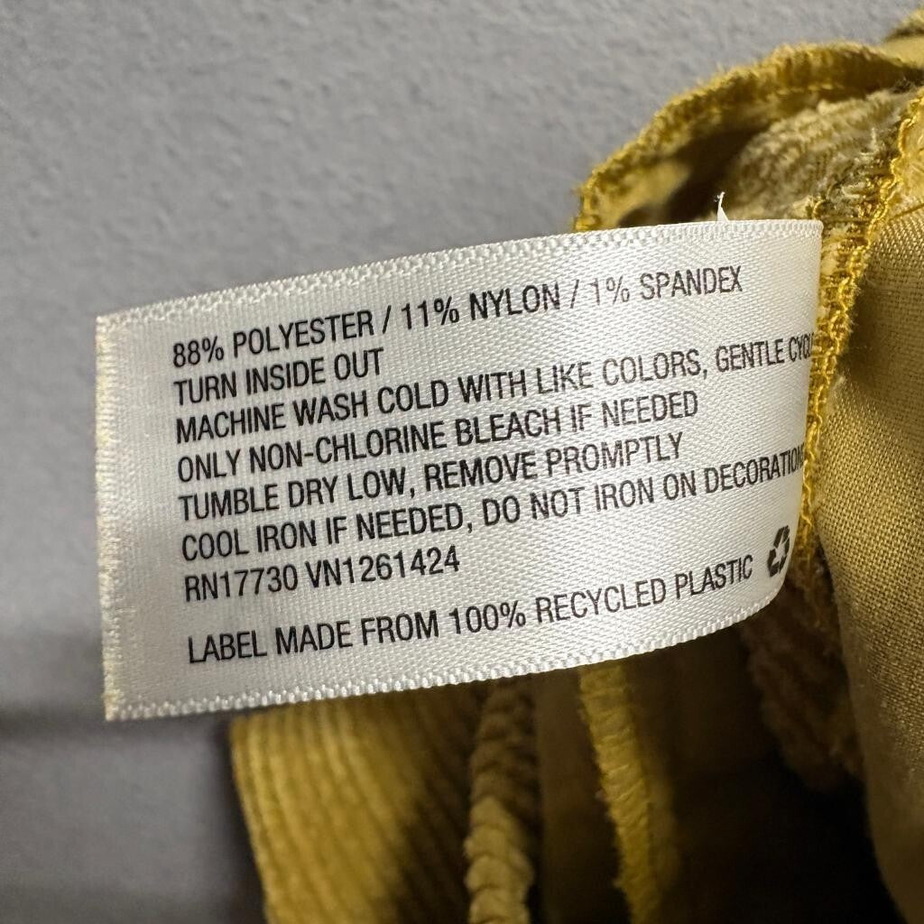 Wild Fable Corduroy Pants Womens 6 Yellow Gold High Rise Belted Tapered Pleated