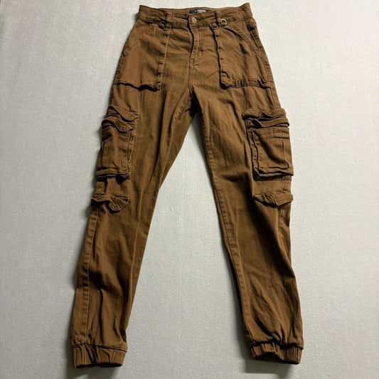 American Bazi Womens Cargo Jogger Pants Size S Brown High Rise Utility Stretch