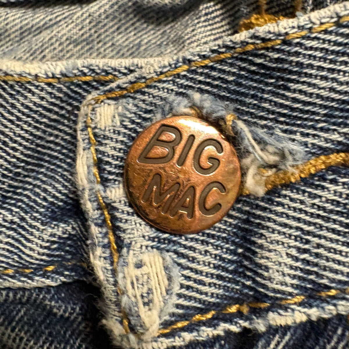 Big Mac Workwear Mens Blue Jeans 38x30 Distressed Denim Straight Leg Pants