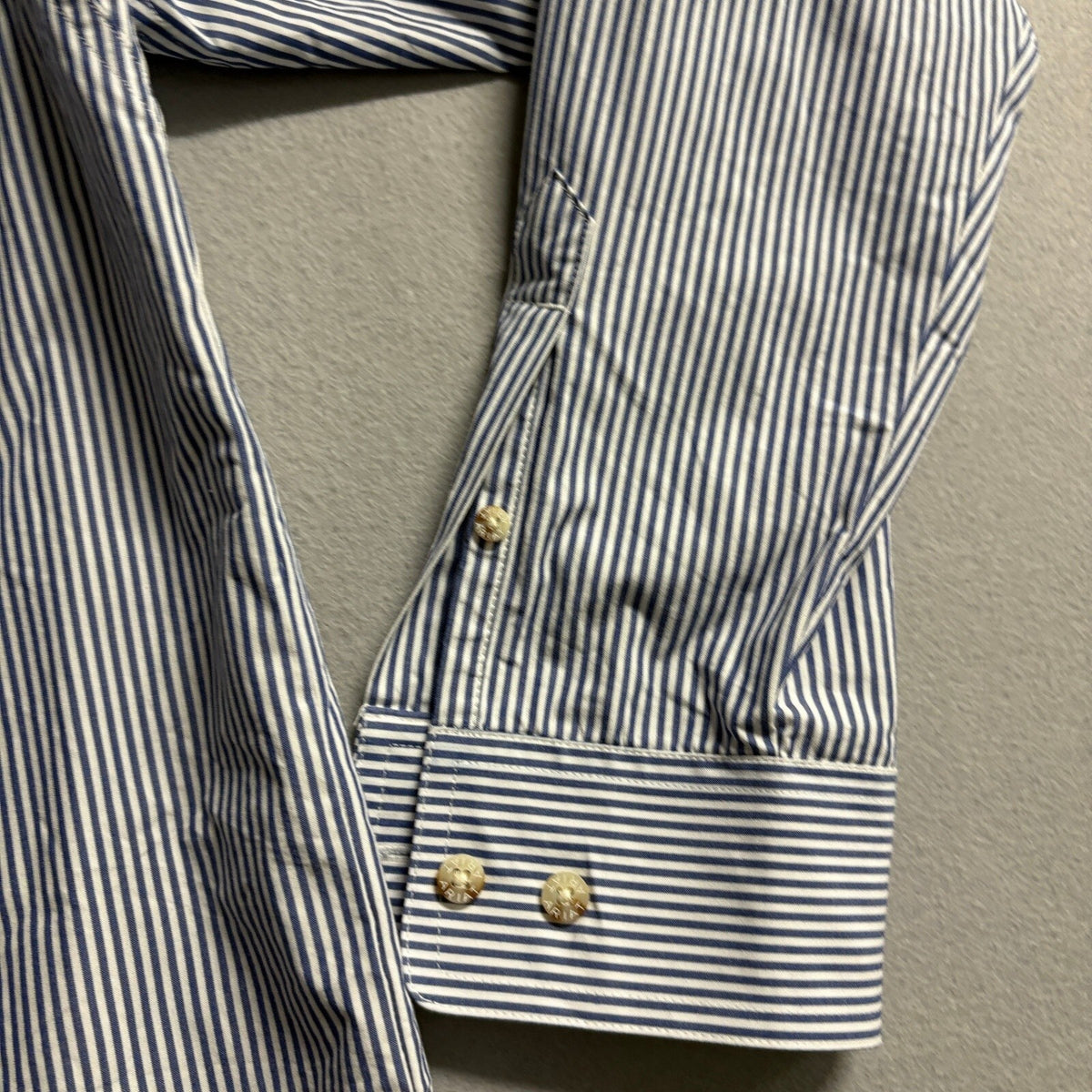 Ariat Pro Series Shirt Mens Large Blue White Striped Western Long Sleeve Button