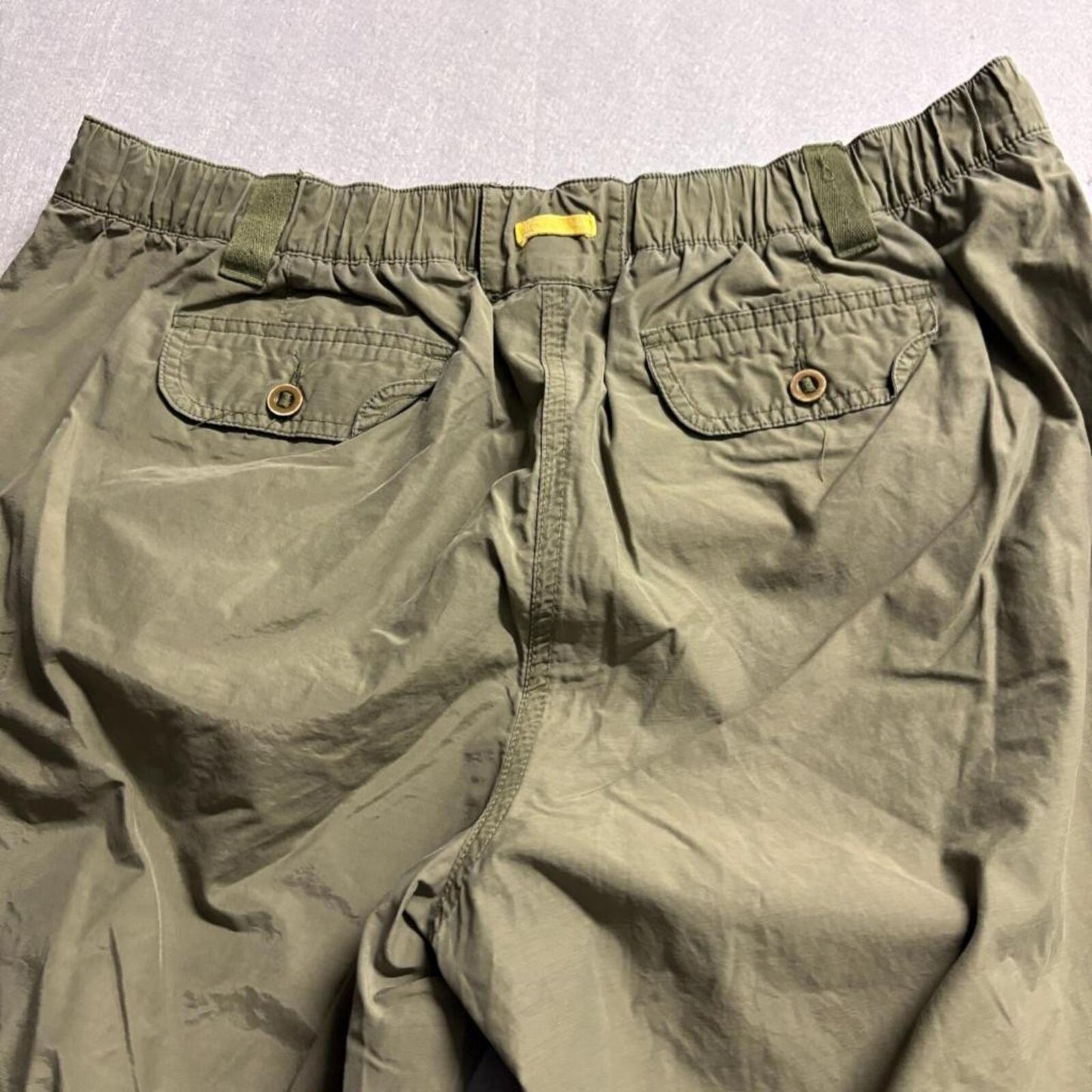 Lands End Cargo Pants Womens 16 Green Roll Up Convertible Hiking Outdoor Cotton