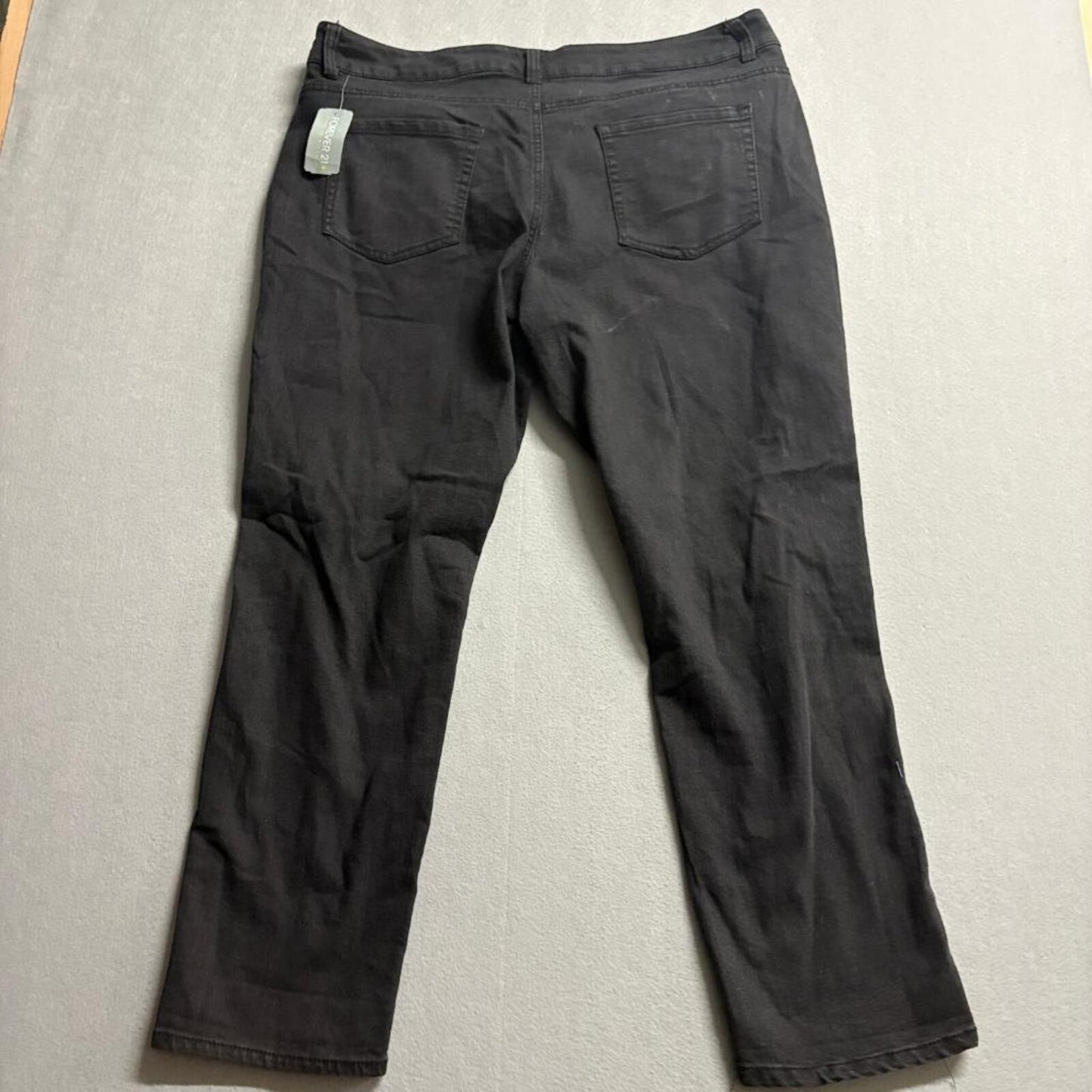 Forever 21 Plus Size 16 Black Distressed Skinny Jeans Stretch Ripped Knee