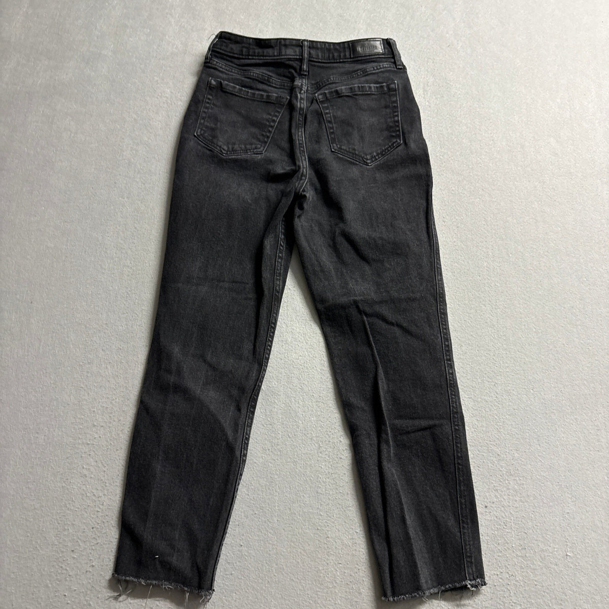 Hollister Ultra High Rise Mom Jeans Womens 1S W25 L25 Black Raw Hem Stretch