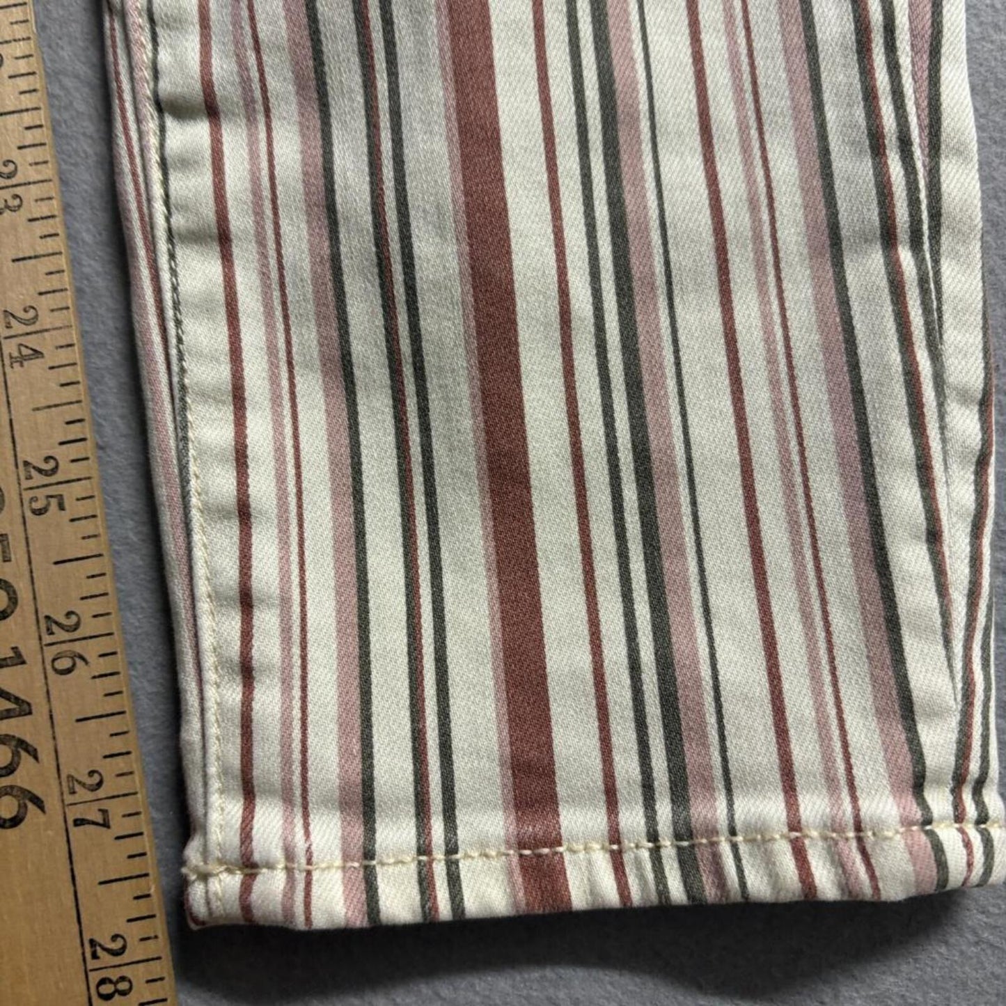 American Eagle Striped Jeans Womens 10 Regular Skinny Stretch Cream Brown Pink