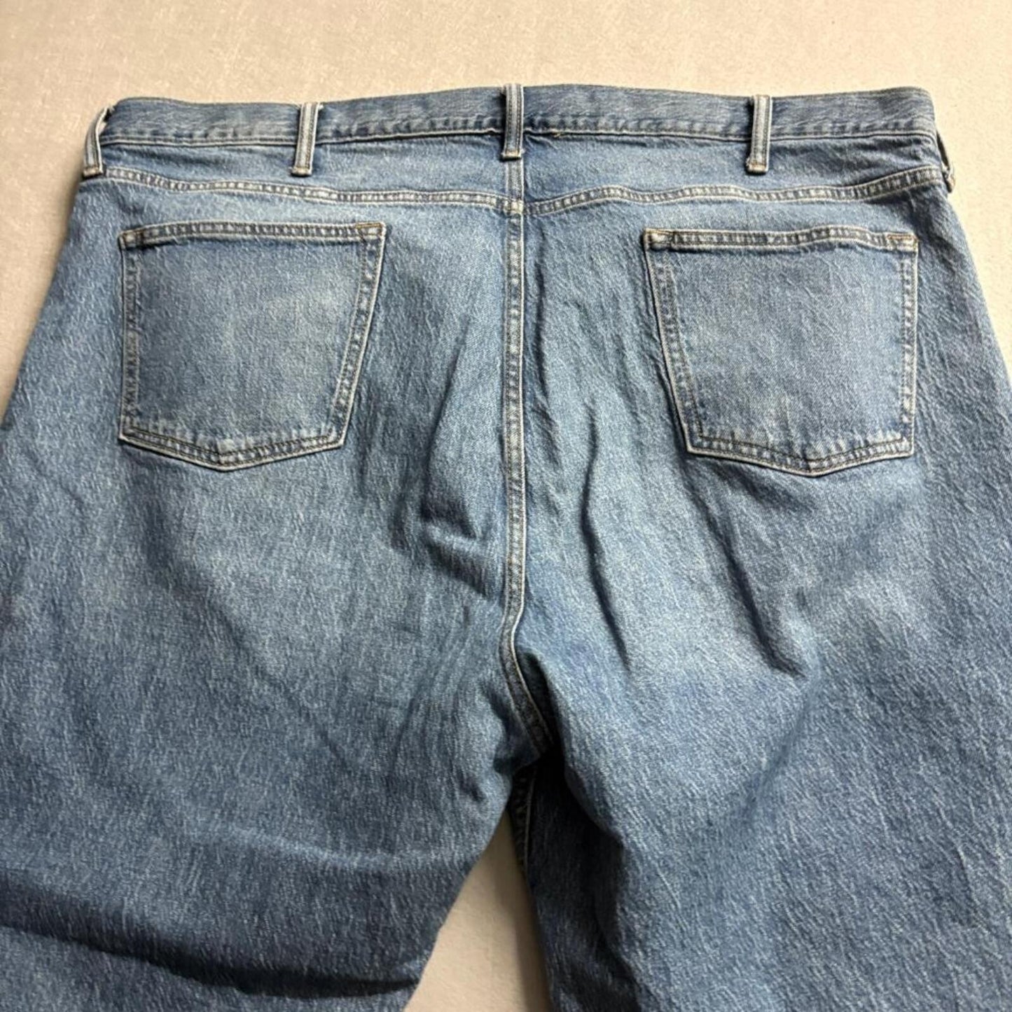 Old Navy Built-In Flex Straight Jeans Mens 46x32 Blue Distressed Ripped Denim