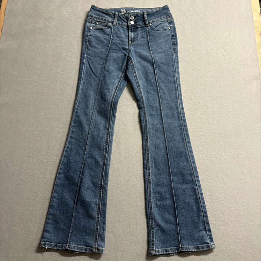 No Boundaries Flare Jeans Womens Size 2 Blue Denim Seamed Front High Rise