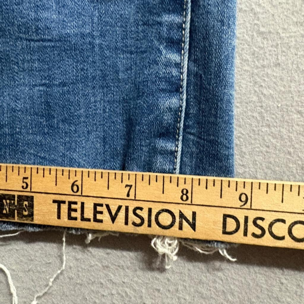 Wash Lab Denim Wide Leg Jeans Womens Size 24 Blue Raw Hem Side Slit High Rise