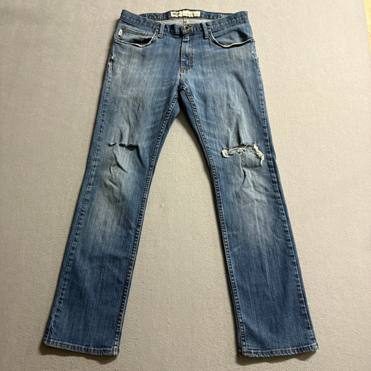 Vans V66 Standard Distressed Mens Blue Denim Jeans Size 30 x 30 Ripped Knees