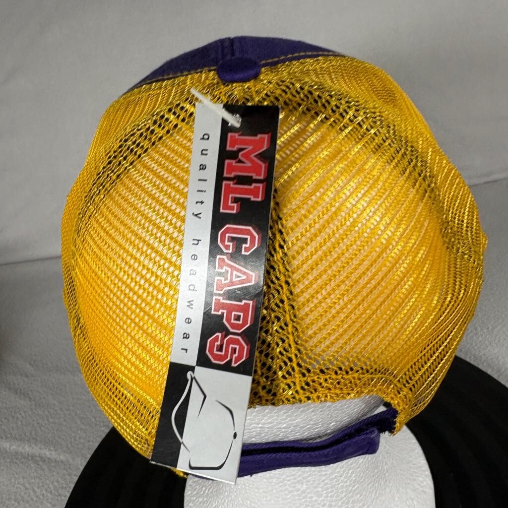 ML Caps The Duke Purple Yellow Mesh Trucker Hat Blank Snapback Cap