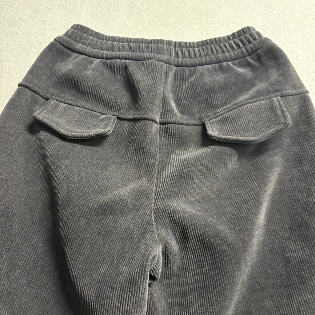 Sanhaijing Gray Corduroy Jogger Pants Womens Medium Elastic Waist Tapered