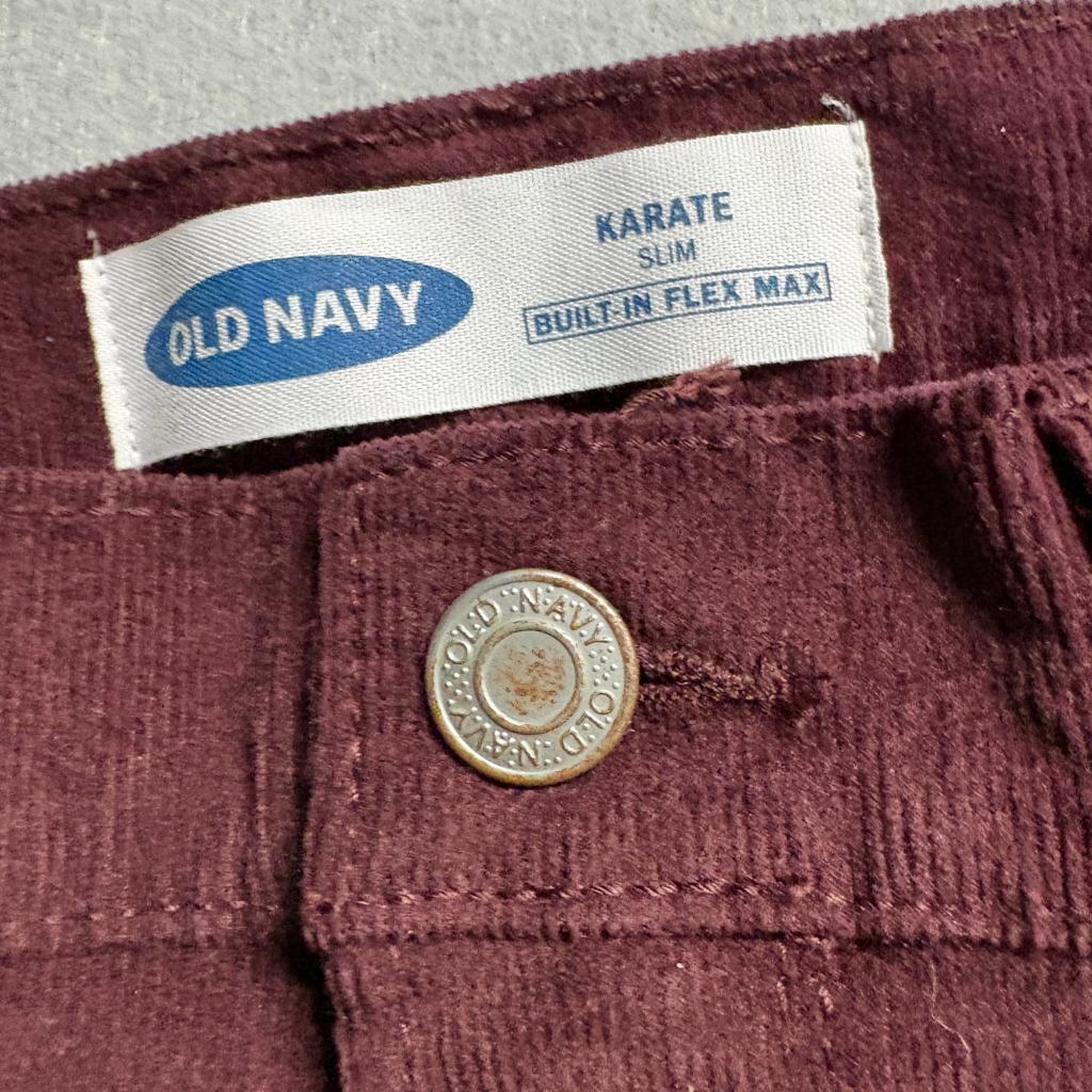 Old Navy Karate Slim Corduroy Pants Boys Size 14 Burgundy Built-In Flex Max