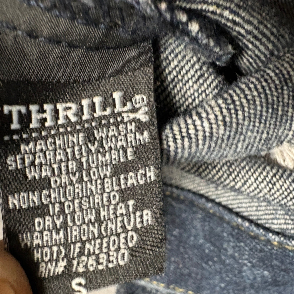 Thrill Jeans Denim Jacket Womens Small Blue Distressed Frayed Longline Shacket