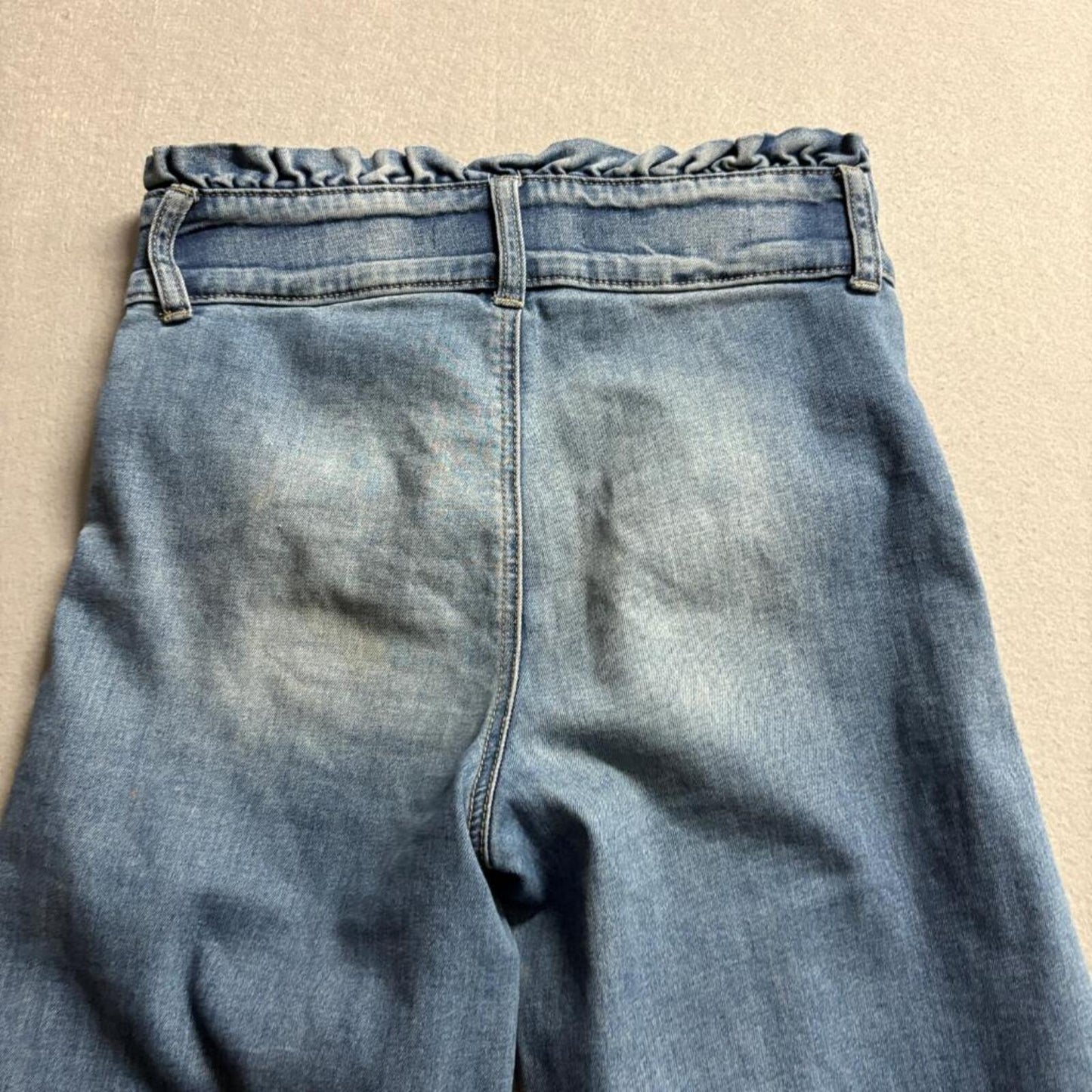 Ashley Mason Paperbag Waist Jeans Womens Size 5 Wide Leg Cropped Blue Denim