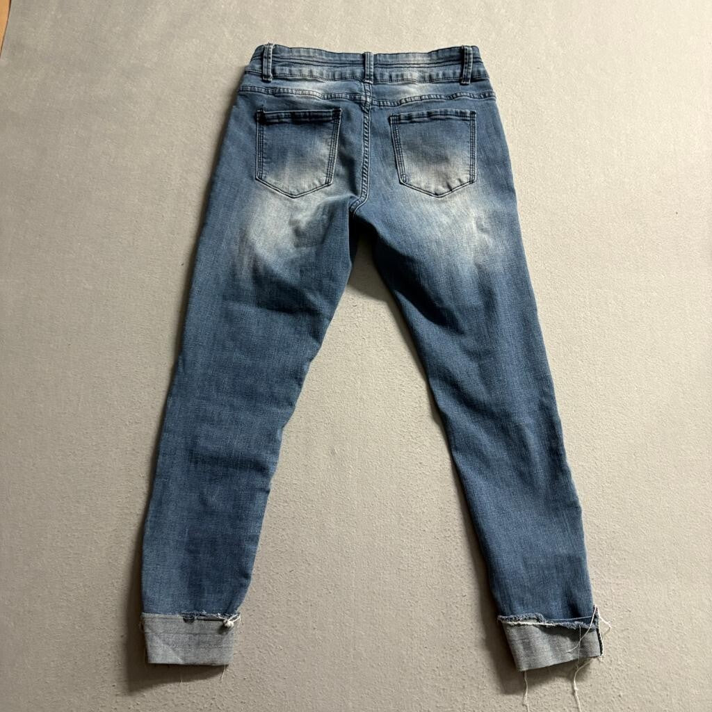 Sandpiper Distressed Skinny Jeans Womens Size 6 Blue Denim Ripped Frayed Cuffs
