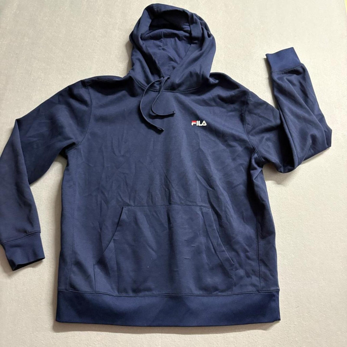 Fila Hoodie Mens Large Navy Blue Pullover Sweatshirt Athletic Activewear