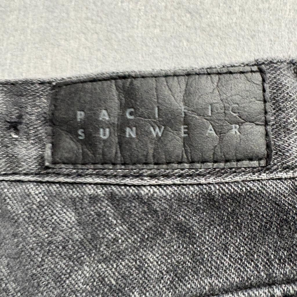 PacSun Dad Jean Womens 24 Gray Acid Wash Denim High Rise Straight Leg Side Slit