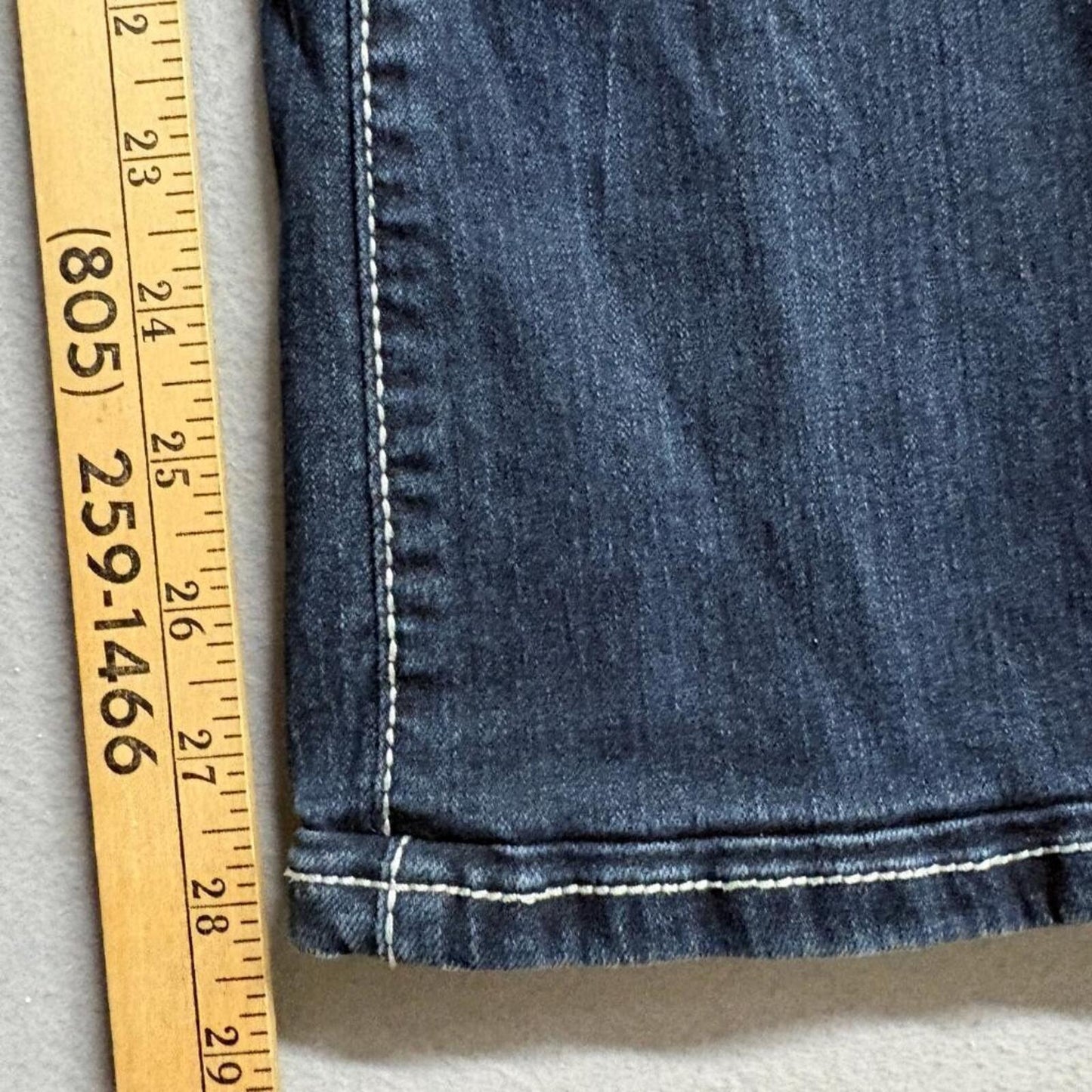 WallFlower Luscious Curvy Bootcut Jeans Womens Size 0 Blue Embellished Flap