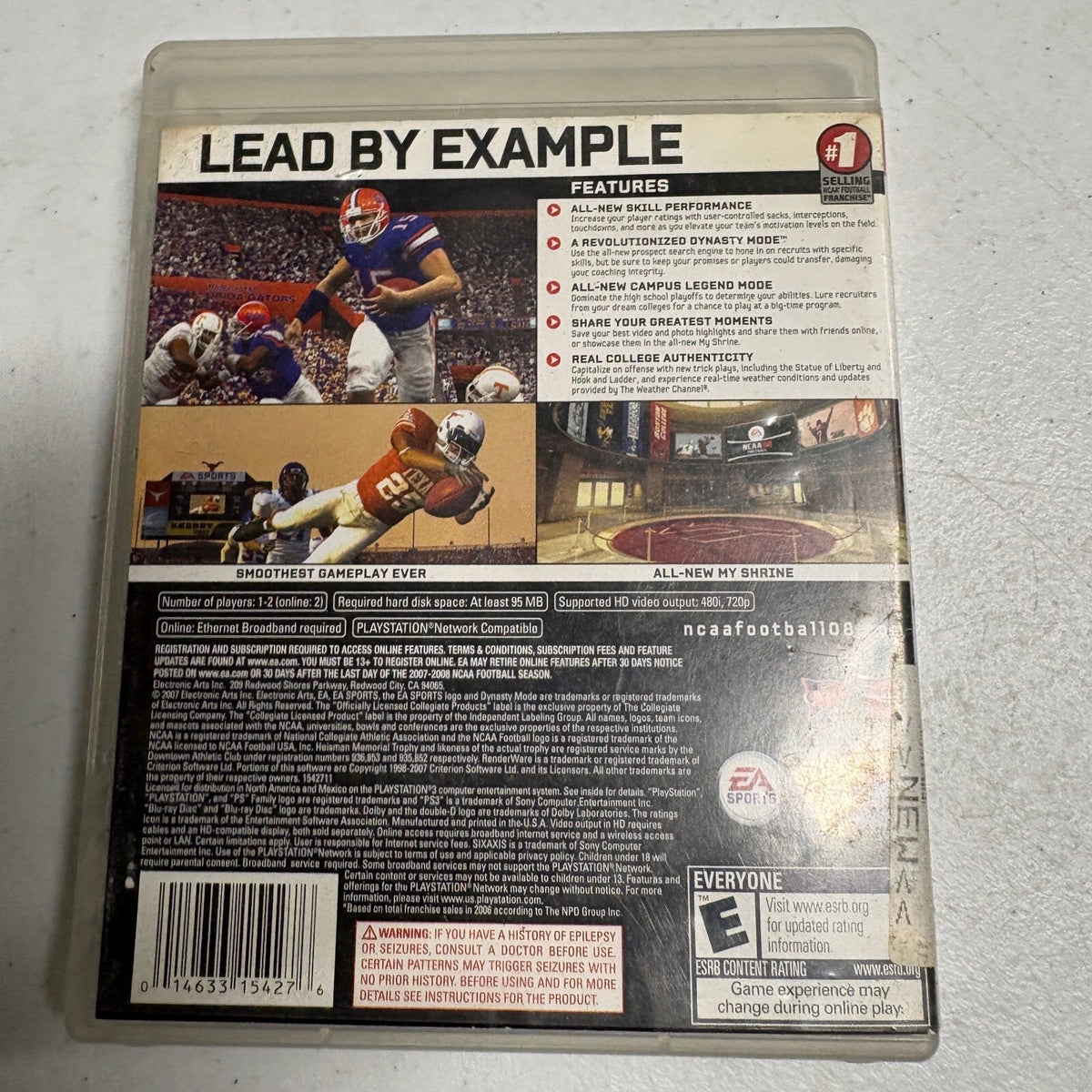 NCAA Football 08 Sony PlayStation 3 PS3 Game EA Sports Tested CIB Case Insert