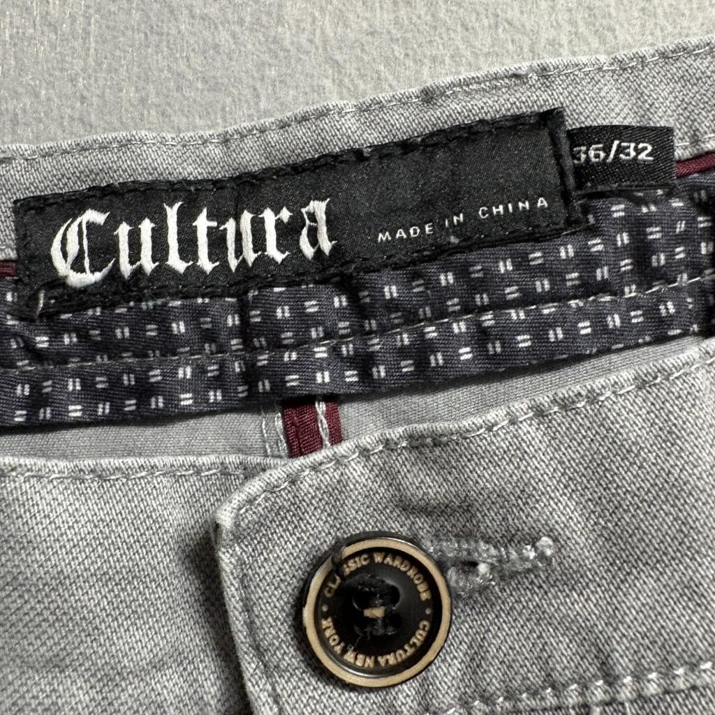 Cultura Chino Pants Mens 36x32 Gray Cotton Blend Stretch Flat Front Casual