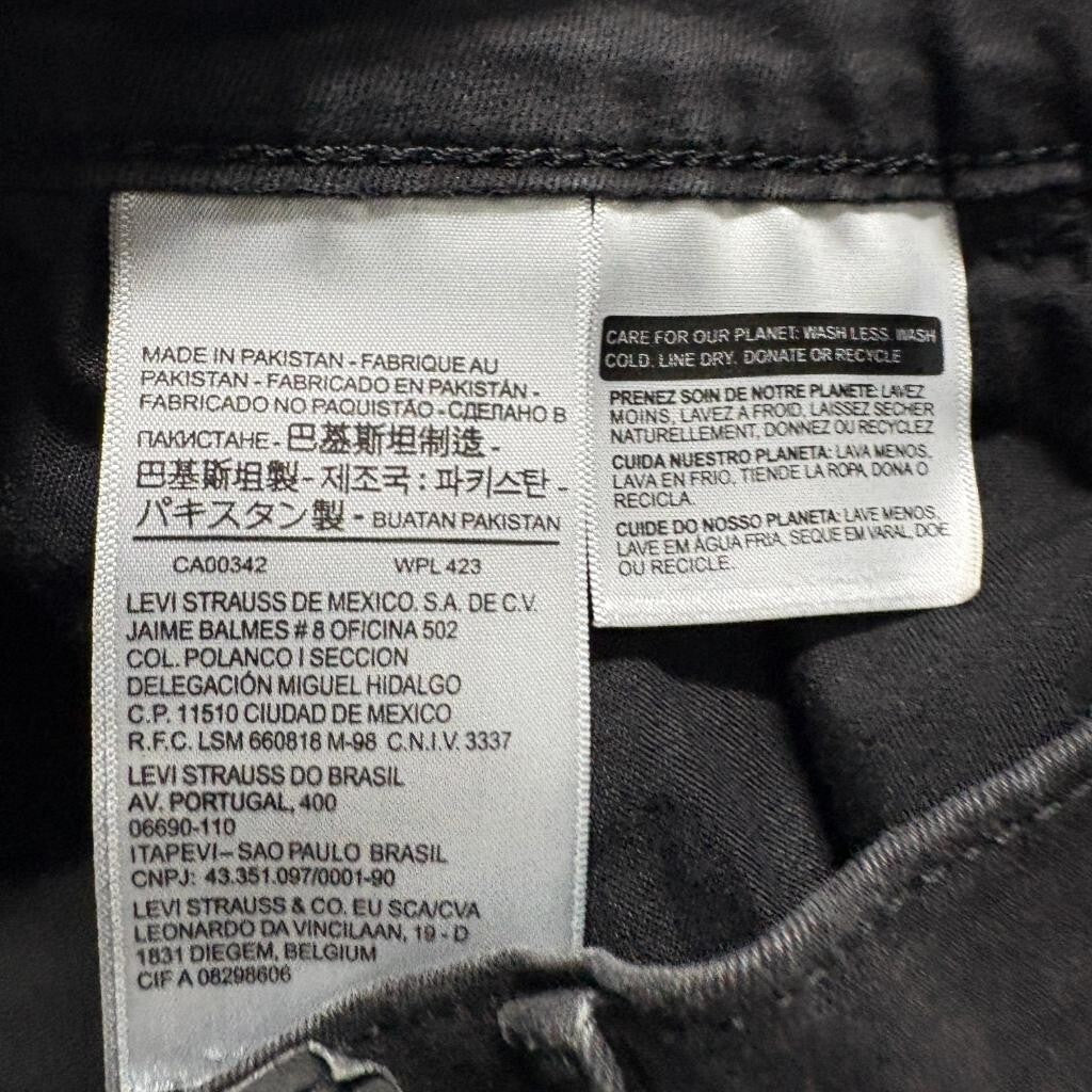 Levis 710 Super Skinny Jeans Womens 29x30 Black Denim Mid Rise Stretch