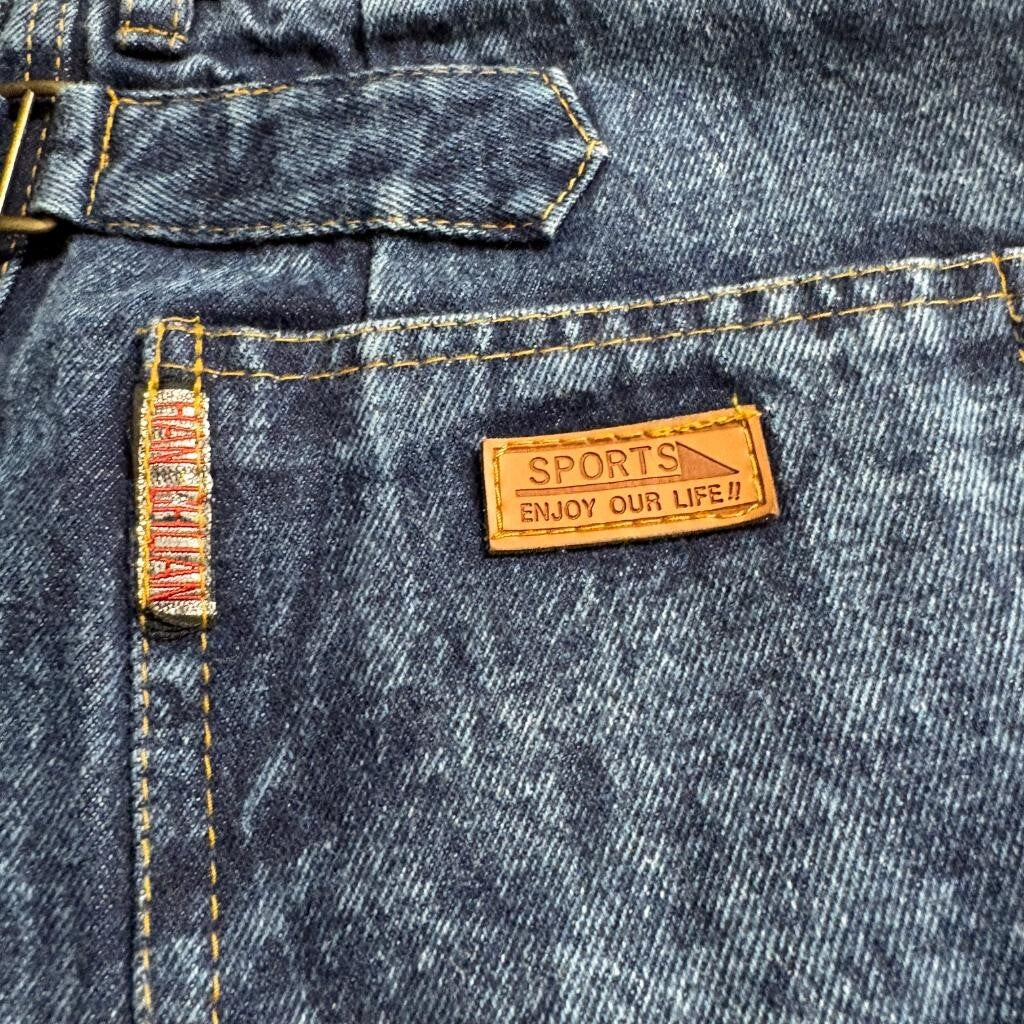 Vintage Wayne Acid Wash Jeans L/30 High Rise Tapered Leg Blue Denim Taiwan