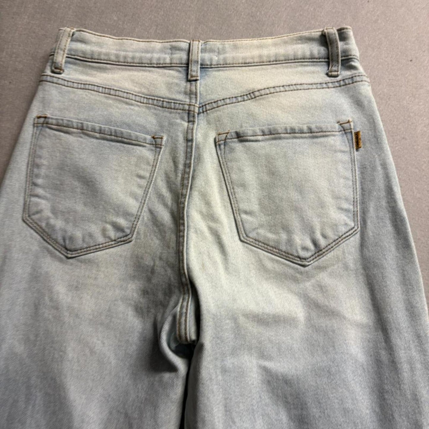 Vibrant M.I.U. Distressed Wide Leg Jeans Womens Size 7 W27 Light Wash High Rise