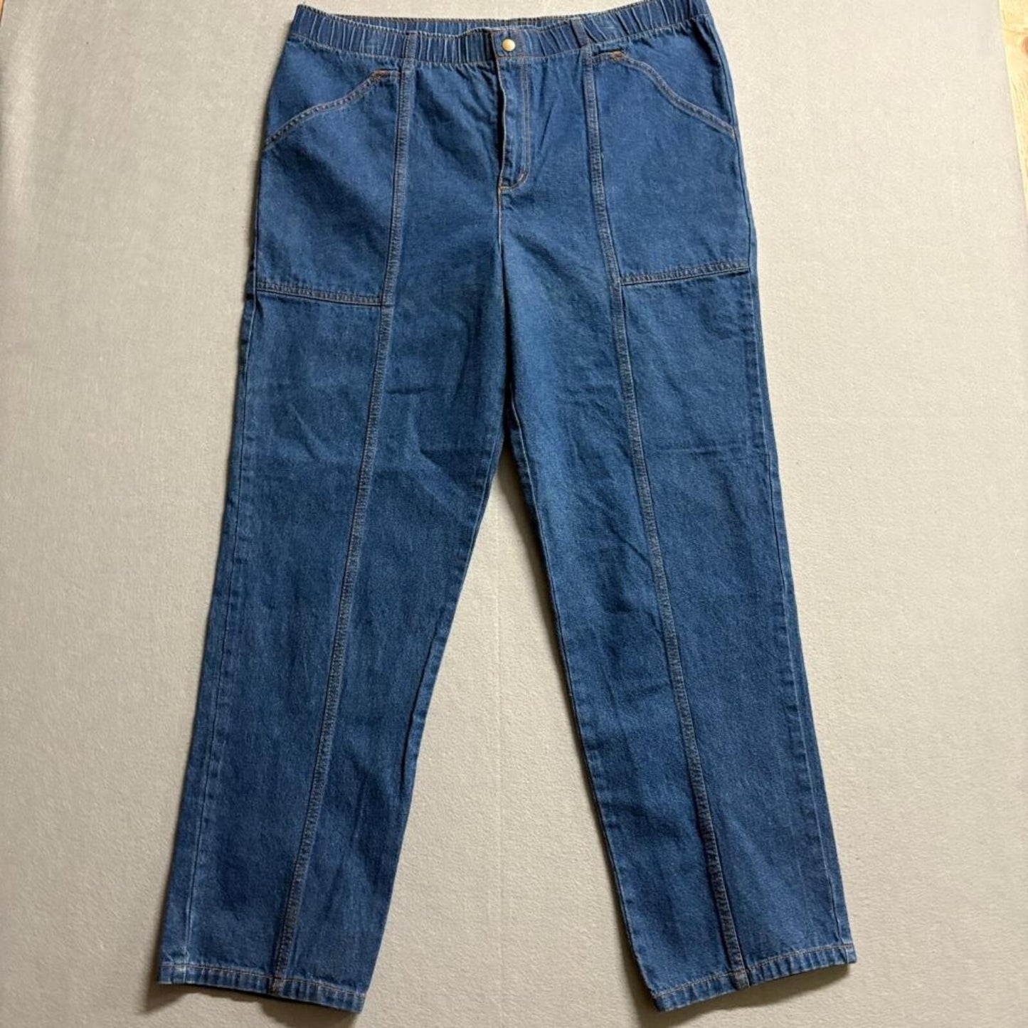 White Stag Classics Womens Size 14 Blue Denim Elastic Waist Pull On Jeans
