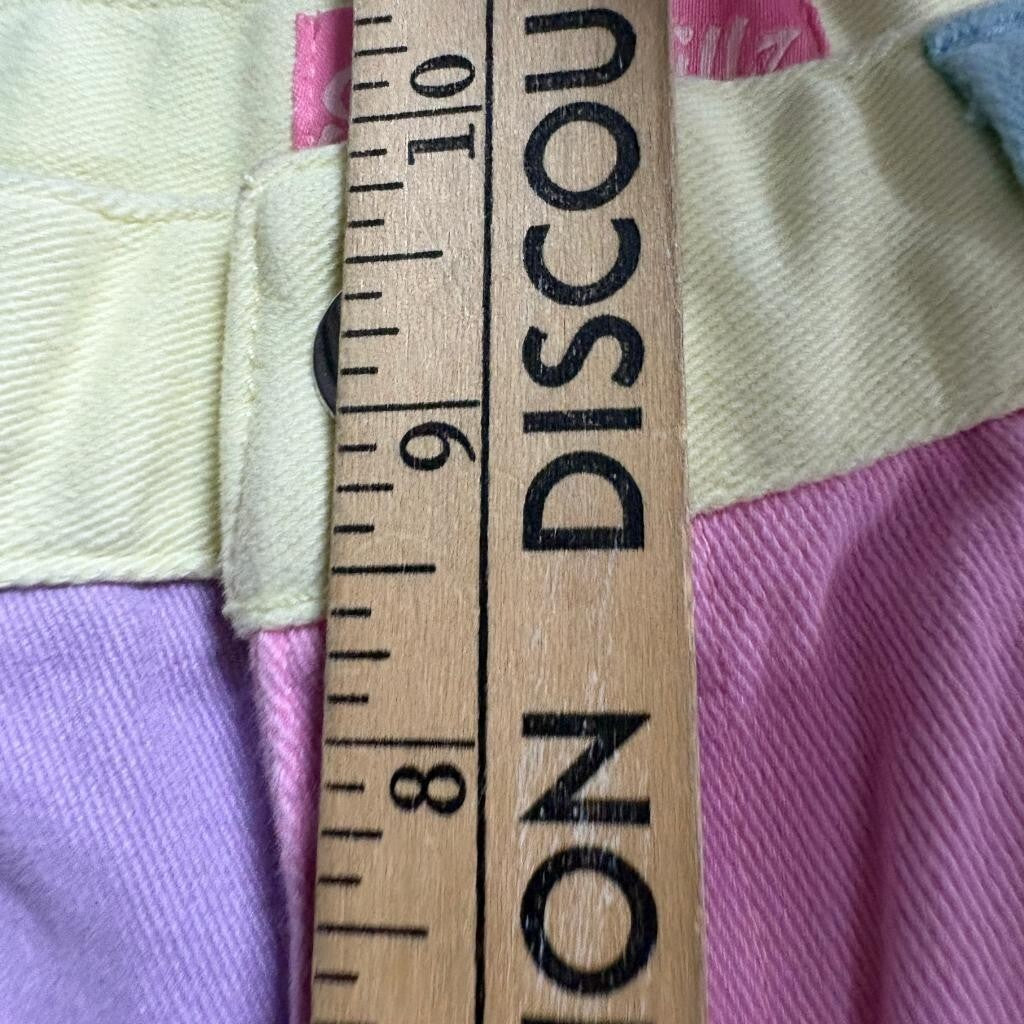 Sugar Thrillz Colorblock Pastel Jeans Womens Small Pink Purple Yellow Green