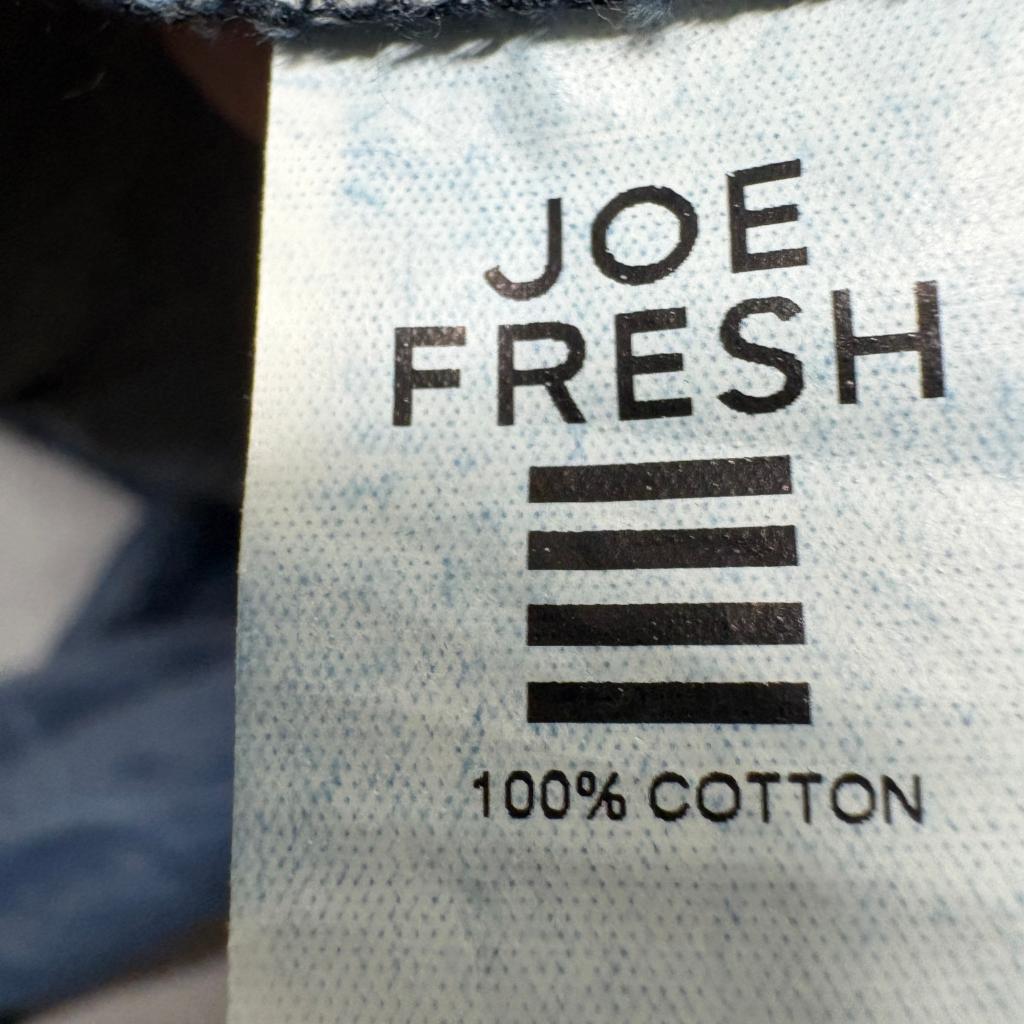 Joe Fresh Cargo Jogger Pants Womens 10 Blue Cotton Chambray Drawstring Elastic