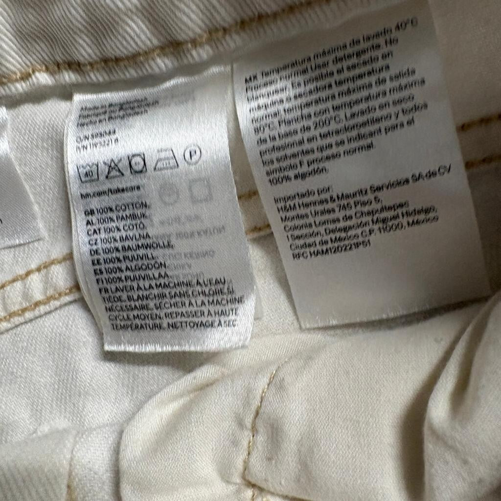 H&M Divided Women's Beige Denim Cargo Pants Size 4 Wide Leg Utility Y2K Gorpcore