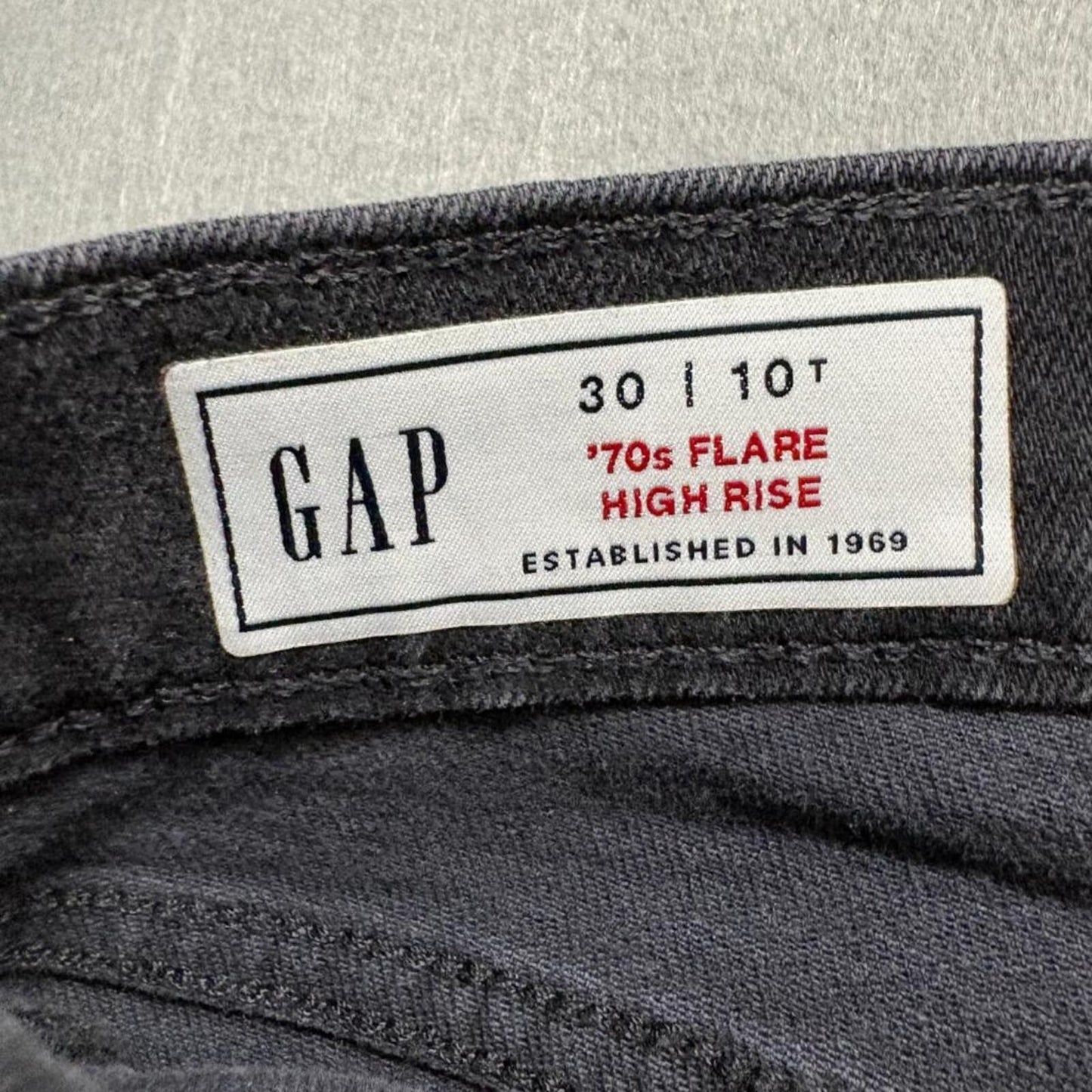 Gap 70s Flare High Rise Jeans Womens Size 30 10T Black Denim Stretch Tall
