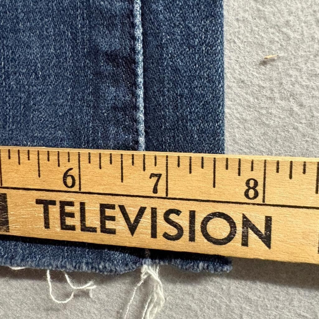 7 For All Mankind Bootcut Jeans Womens 28 Distressed Raw Hem Blue Denim Stretch