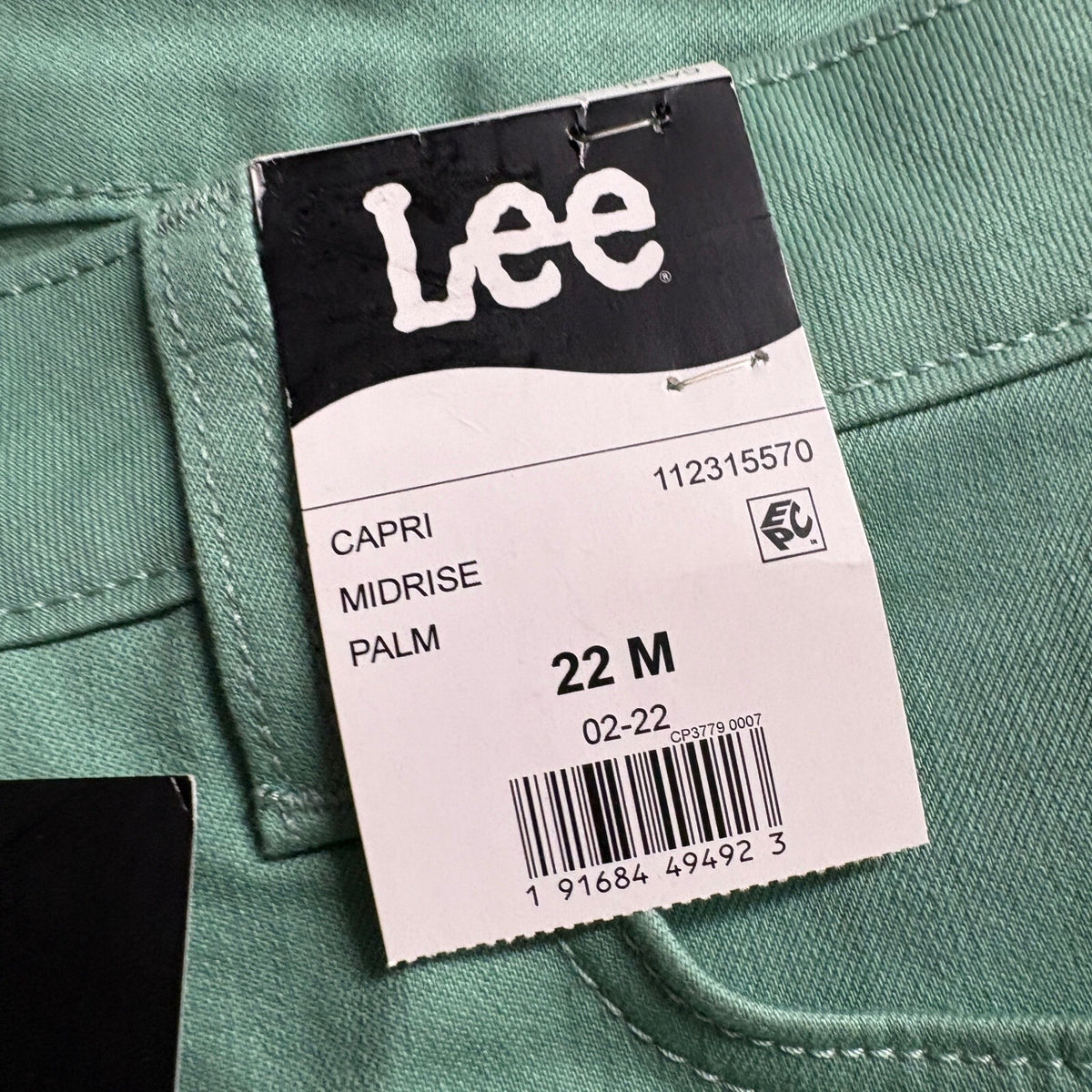 Lee Capri Pants Womens 22M Palm Green Mid Rise Regular Fit Stretch Denim New