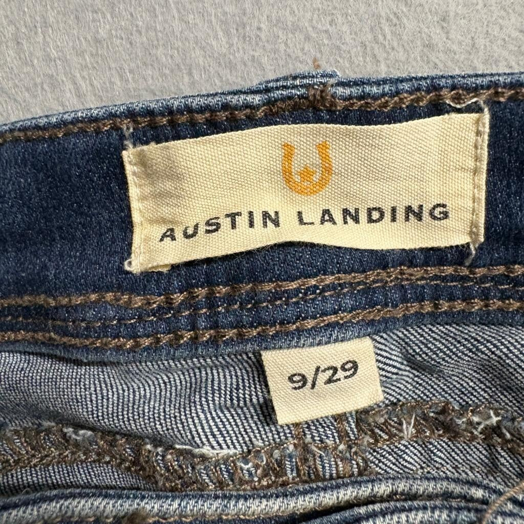 Austin Landing Flare Jeans Womens 9/29 Blue Denim Raw Hem Stretch High Rise