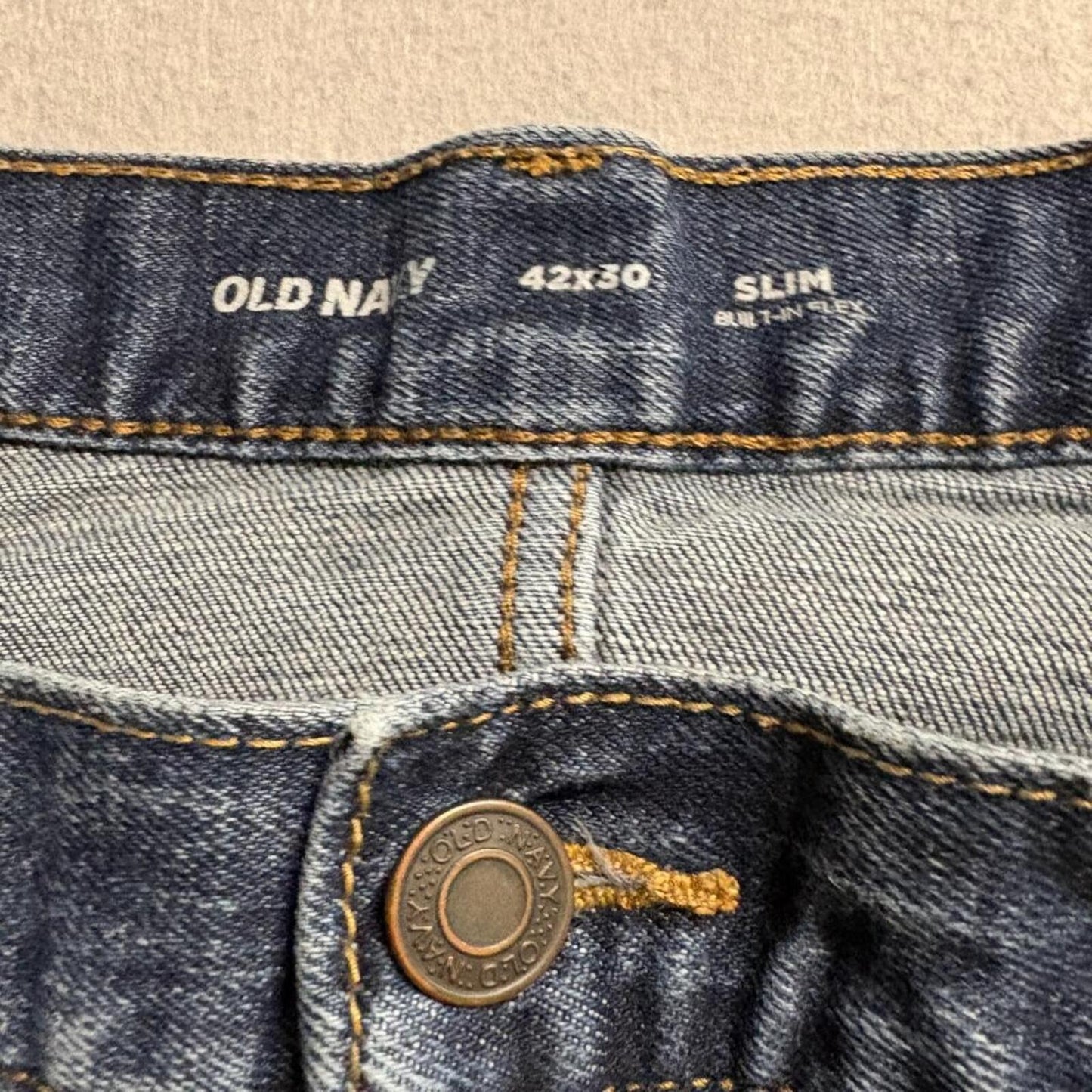 Old Navy Built-In Flex Slim Jeans Mens 42x30 Blue Denim Stretch Pants Fits 40x28