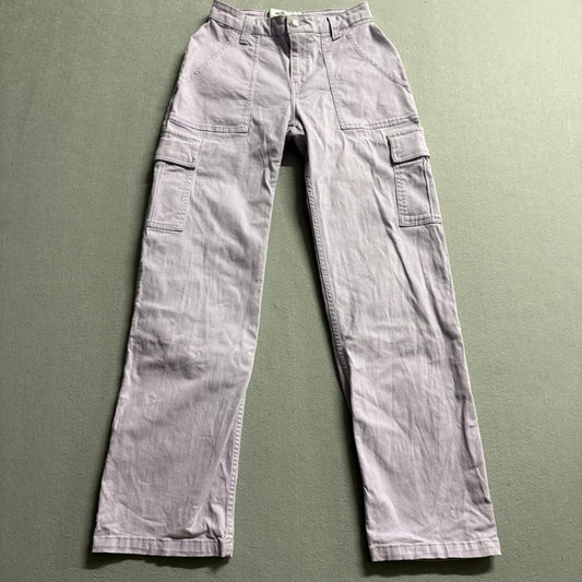 Hollister High Rise Utility Dad Pants Womens 00R W23 Purple Cargo Straight Leg
