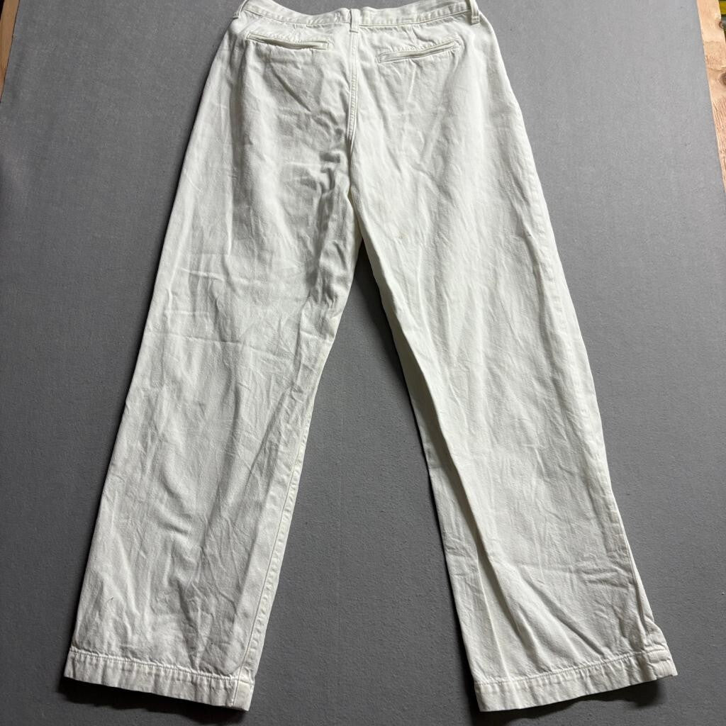 Madewell Baggy Straight Jeans Womens 29 White Cotton Denim Pleated Front Pants
