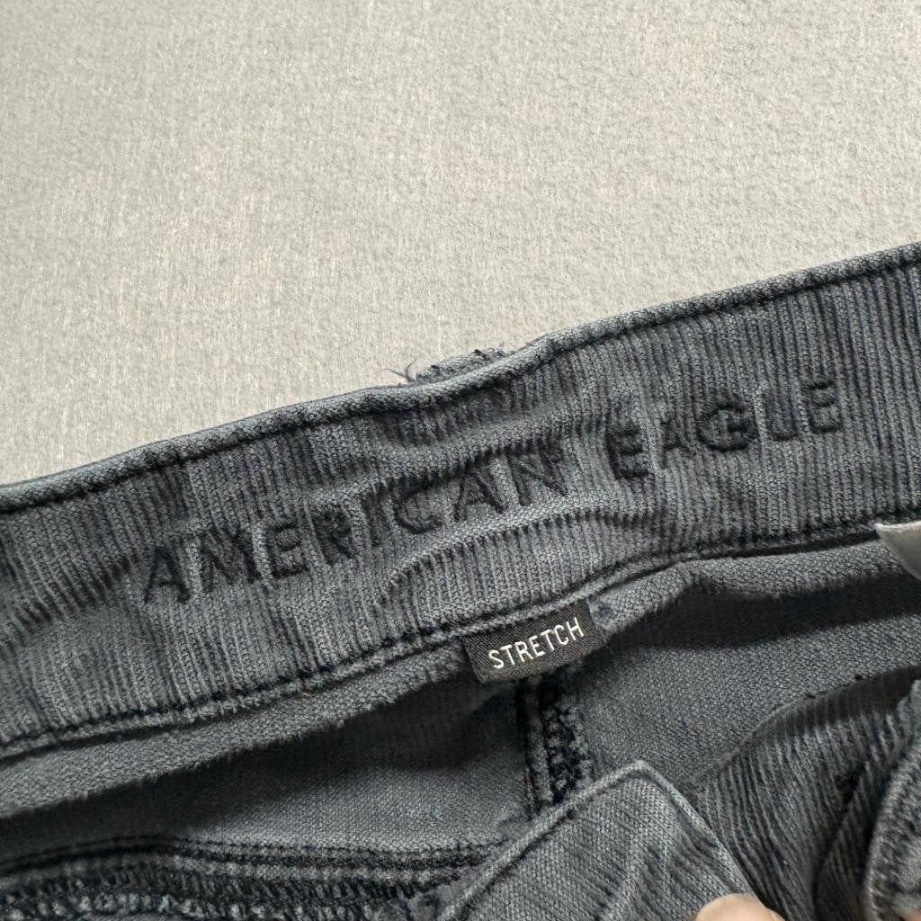 American Eagle Corduroy Pants Womens 4 Gray High Rise Flare Button Fly Stretch