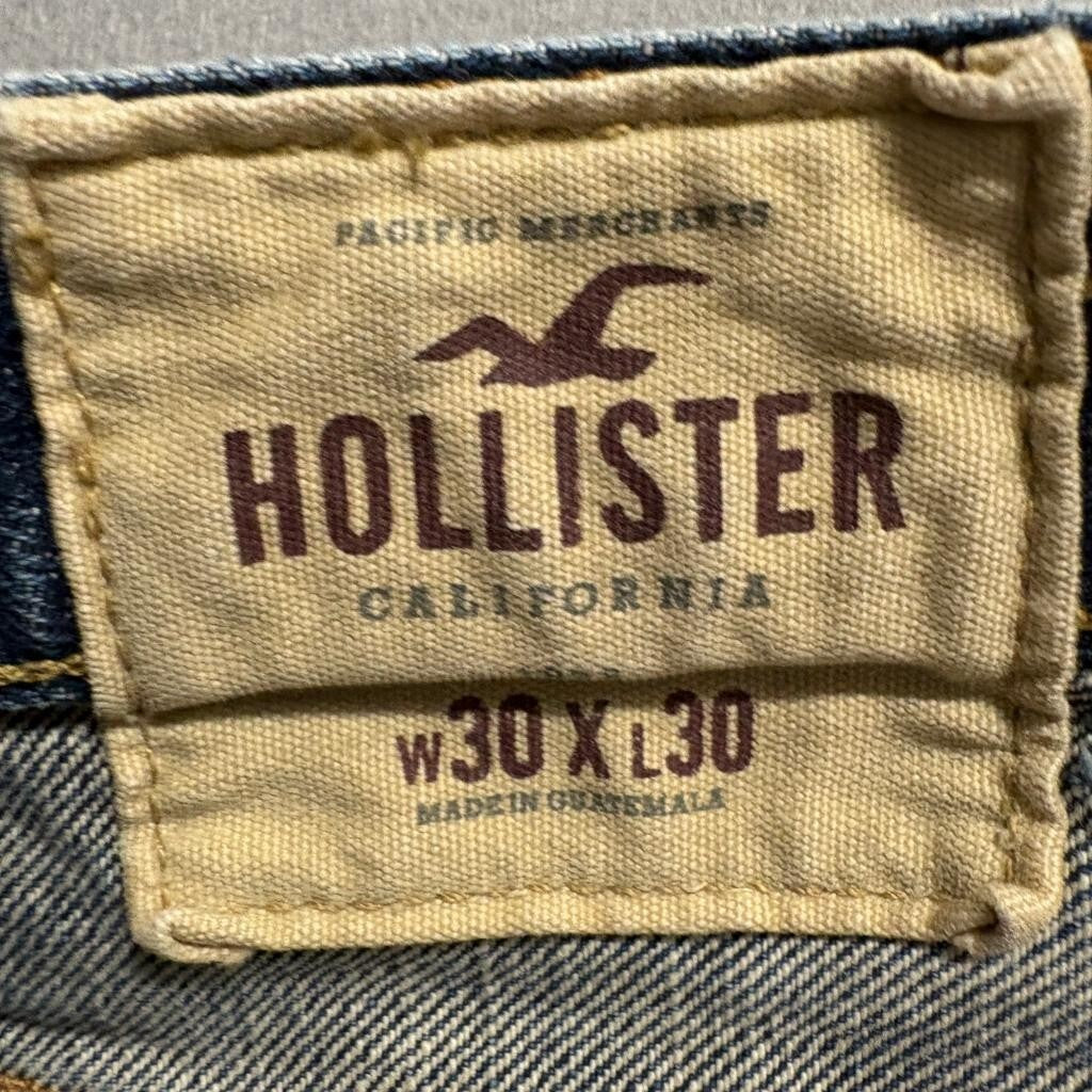 Hollister Classic Straight Jeans Womens 30x30 Blue Denim Raw Hem Button Fly