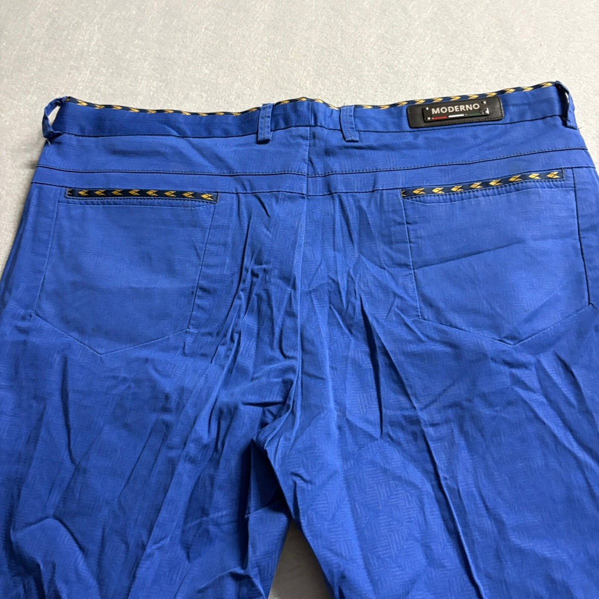 Moderno Womens Pants Size 36 Blue Cotton Blend Flat Front Chino Trousers