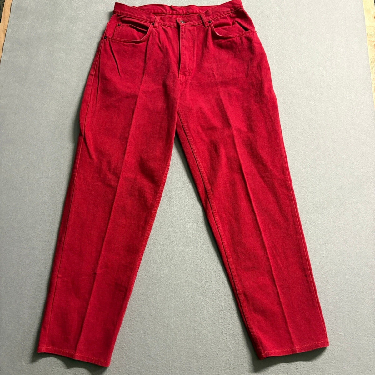 Urgent Gear Vintage 90s Red Denim Jeans Womens Size 34 High Rise Straight Leg