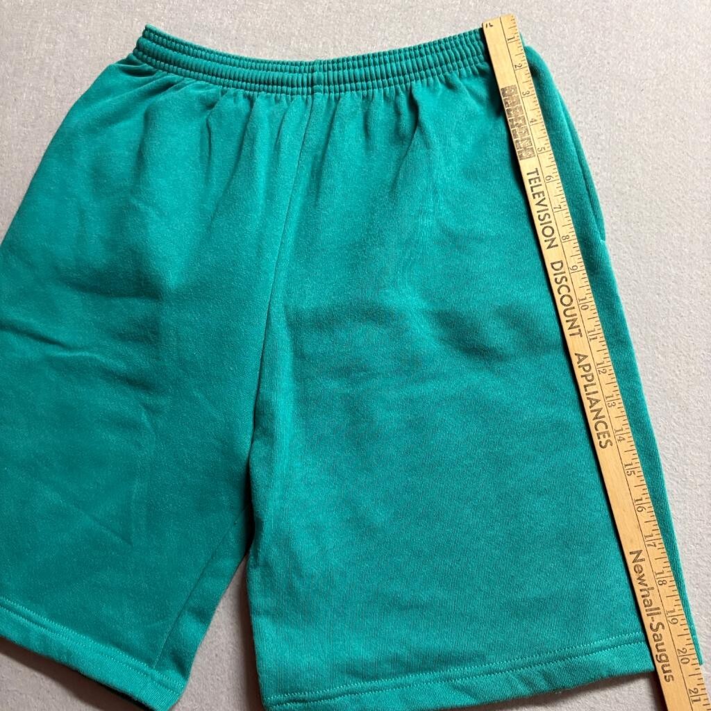 Vintage JE Morgan Sweat Shorts Mens Large Teal Green Fleece Drawstring Made in