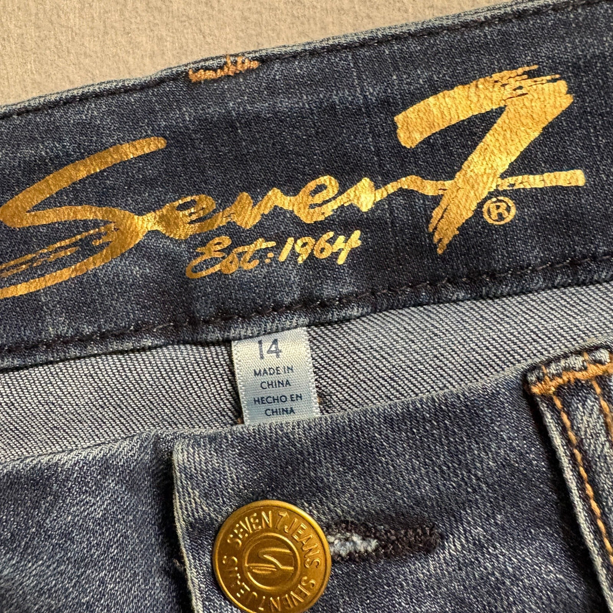Seven 7 Tummyless High Rise Skinny Jeans Womens Size 14 Blue Denim Stretch Pants