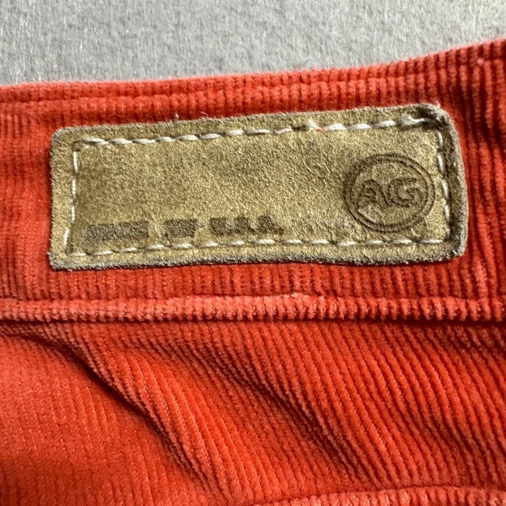 AG Adriano Goldschmied The Stevie Corduroy Pants Womens 29R Orange Slim Straight