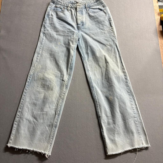 And Now This Womens Jeans Size 30 Light Wash Raw Hem Wide Leg Denim High Rise