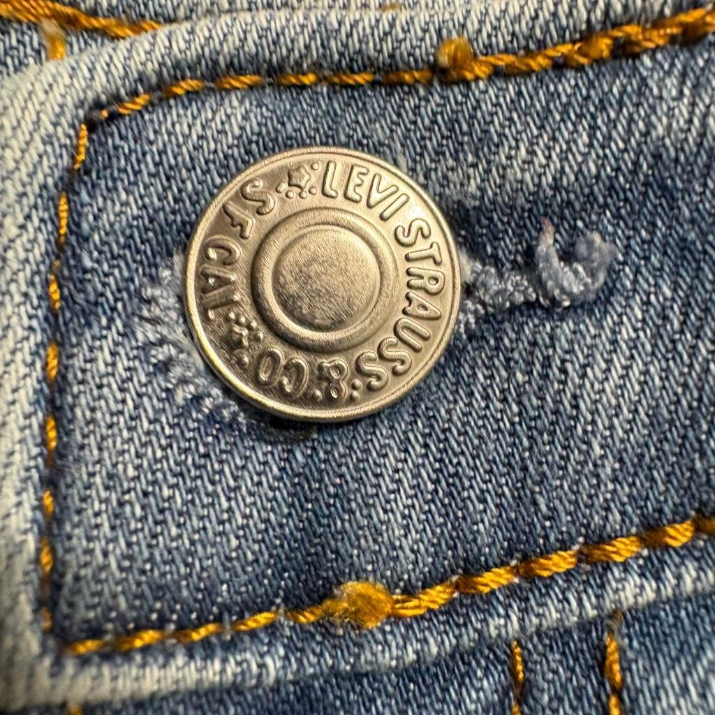 Levi's 514 Boys Jeans Size 14 Reg Blue Denim Distressed Straight Leg Adjustable